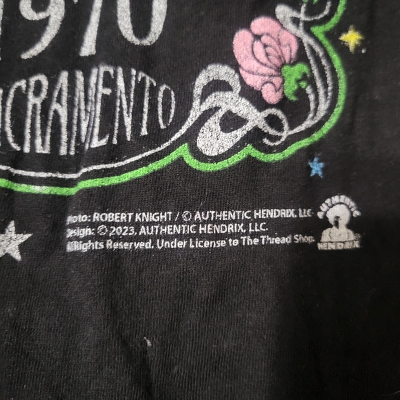 Jimi Hendrix 1970 Sacramento Remake Band Tee Size Small Black American Classics - Picture 3 of 5